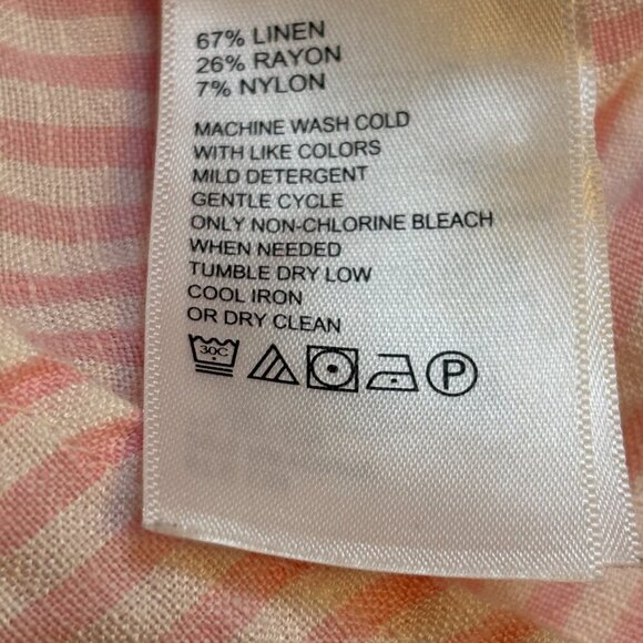 Tommy Bahama Striped Linen Blend Button Up Shirt Pink Medium - Picture 7 of 9